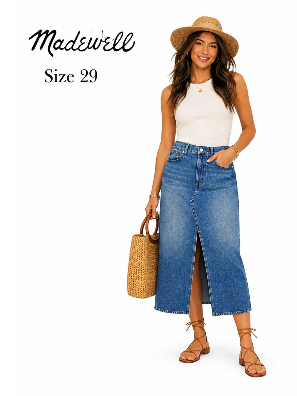 MADEWELL Midi Denim Jean Skirt